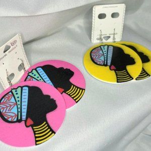 Silohette Wood African Earrings